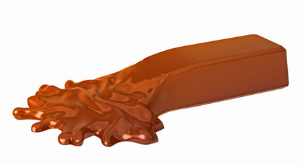 Sweet chocolate bar melting isolated
