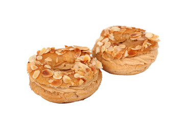Paris Brest desserts isolated on white background