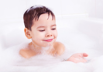 boy taking a bath