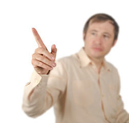 Man pointing to virtual screen