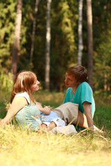 Fototapeta premium Happy family in nature