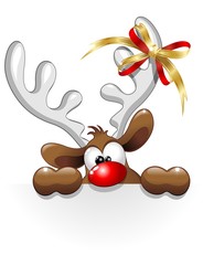 Renna Buffa Divertente Cartoon-Funny Reindeer Character