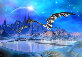 Peel and stick wall murals Dragons Dragons - Fantasy World 02