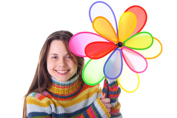 Girl with colorfull pinwheel