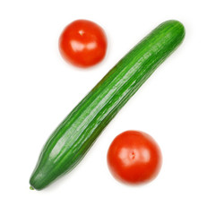 Zeichen für Prozent aus Tomaten und Gurke
