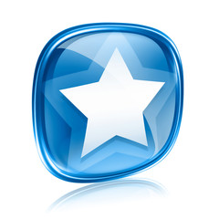 star icon blue glass glass, isolated on white background.