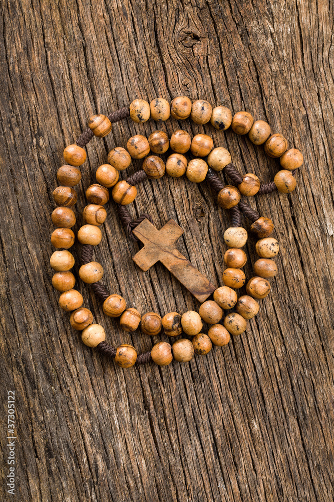 Canvas Prints wooden rosary beads