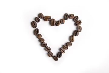 Heart made from coffee beans
