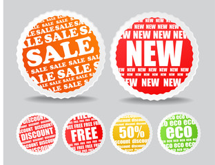 Shopping colorful discount labels collection