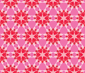 Seamless pattern with romantic flowers with hearts