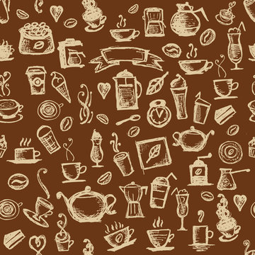 Coffee time, seamless background for your design © Kudryashka