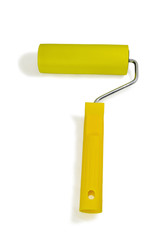 yellow roller for painting and gluing. isolated