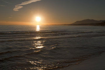Sunset over Beach in Marbella Andalucaia Spain