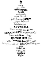 Árvore de Natal com palavras relacionadas