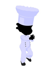 Little African American Chef Girl Illustration Silhouette