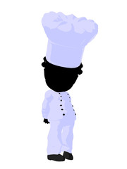 Little African American Chef Girl Illustration Silhouette