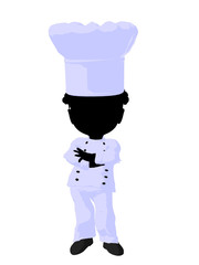 Little African American Chef Girl Illustration Silhouette