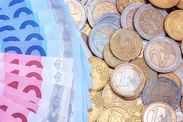 Pièces de monnaie et billets d'euro