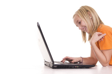 Fototapeta premium girl with computer