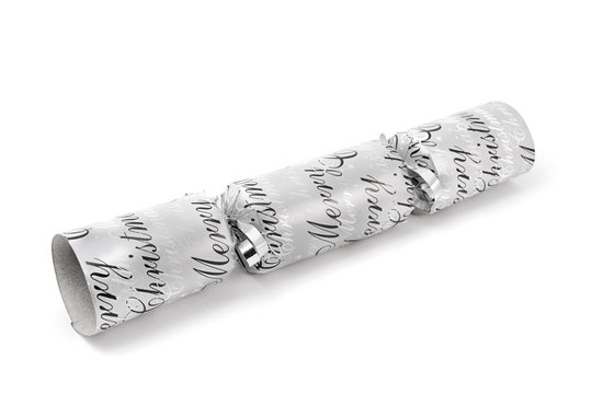 Silver Christmas Cracker Over White