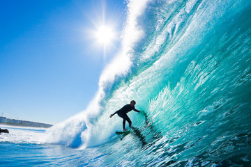 Surfer on Blue Ocean Wave - 37320925