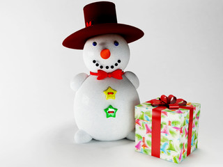 Snowman with a gift