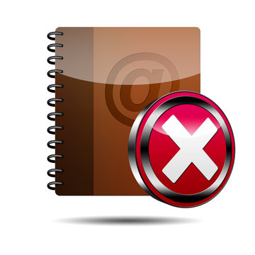 Icono agenda e-mail 3D con se&ntilde;al error