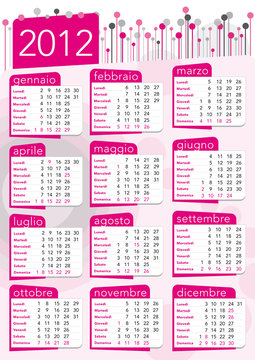 calendario 2012 da ragazza stile anni '70