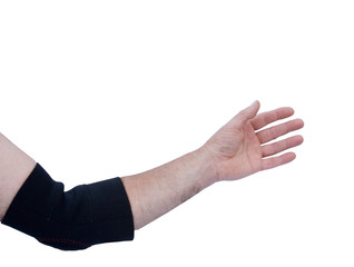 support brace on injured elbow isolated