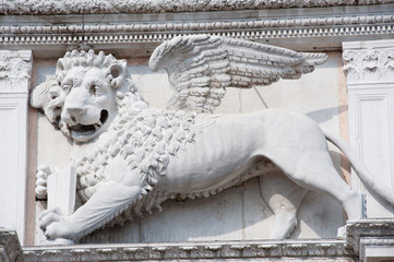 Winged lion, symbol of Venice, Italy.