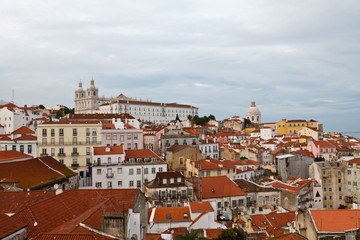 Fototapeta na wymiar Panorama of Alfama Quarter in Lisbon, Portugal