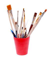 red glass with brushes