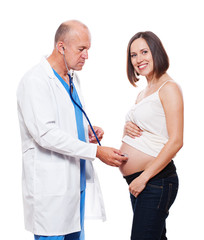 doctor listening pregnant woman