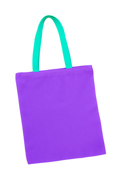 purple cotton bag isolated with clipping path