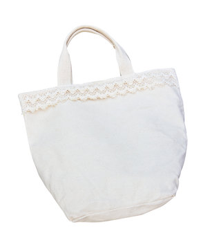 white cotton bag isolated with clipping path