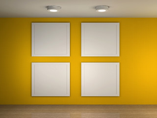 illustration of a gallery with 4 empty frames