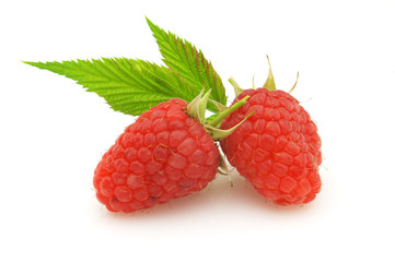 Raspberry with leaves