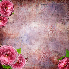 vintage  background with flowers in scrapbook