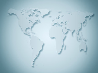 business world map in gray and blue tones