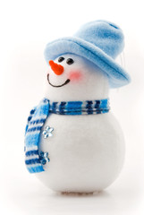 jolly snowman in blue hat