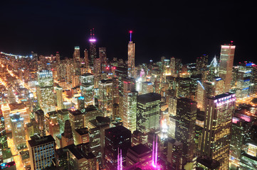 Fototapeta na wymiar Aerial view Chicago noc