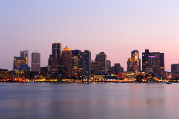Fototapeta na wymiar Boston downtown skyline at dusk