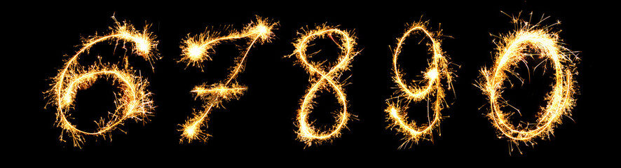 Real Sparkler Digits. See other digits in my portfolio.  6 7 8 9
