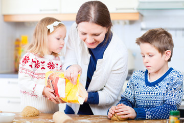 Family baking cookies