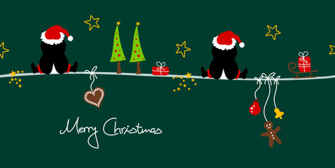 2 Christmas Penguins & Symbols