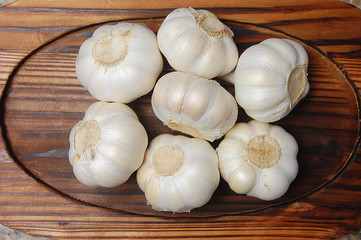 Garlic on Wooden Platter
