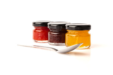 Peach jam, plum, and tomato.