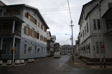 Street in the center of Paramaribo, Suriname, South America