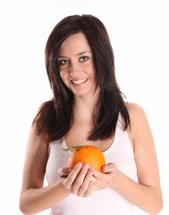 beautiful young woman with orange