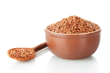 Raw buckwheat isolated on white